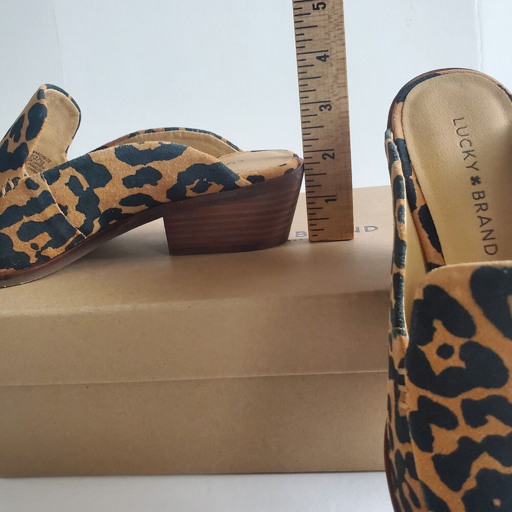 NEW Lucky Brand Women’s Mules 7 Leopard Print Margrete Block Heel Slip On Shoes - Picture 9 of 10